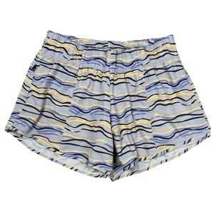 rabbit Feelin Fine Shorts Women Large Blue Yellow 4" Lined Running Workout Gym